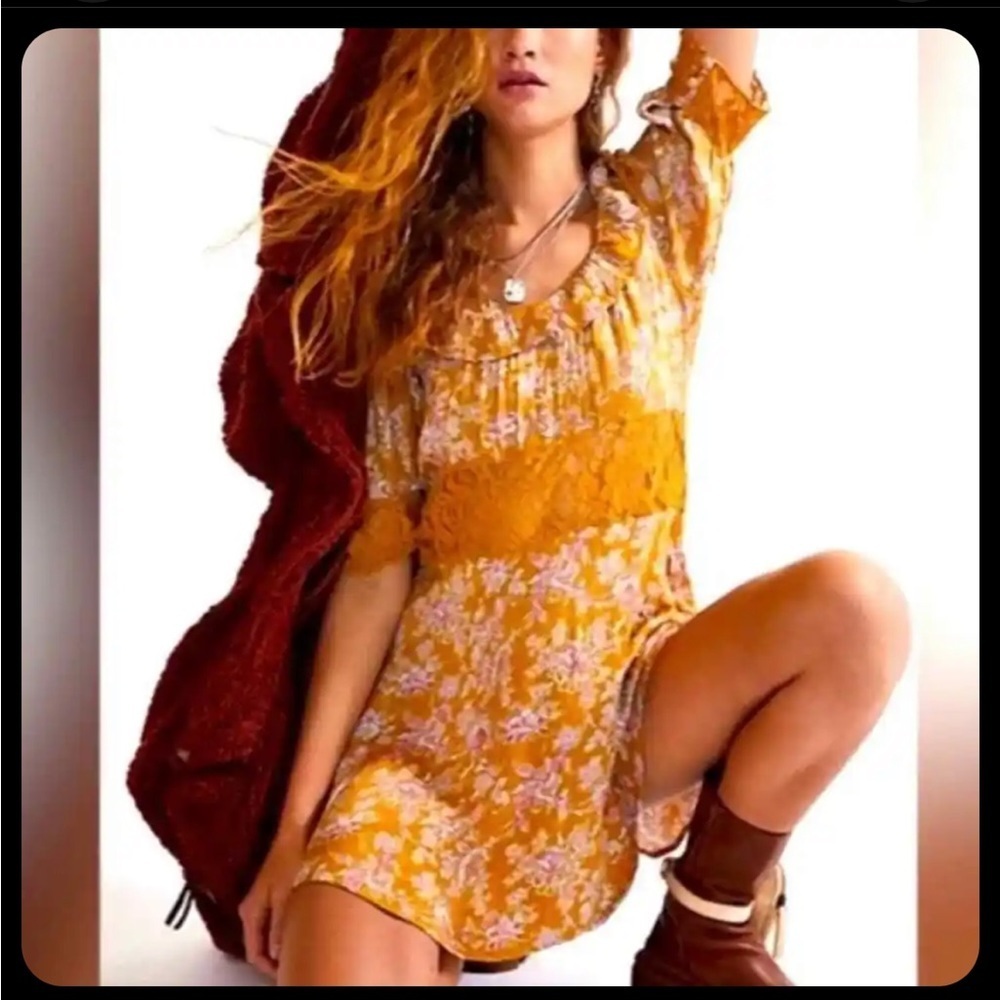 030 Free People Lucie Minidress In Antique Coin Combo